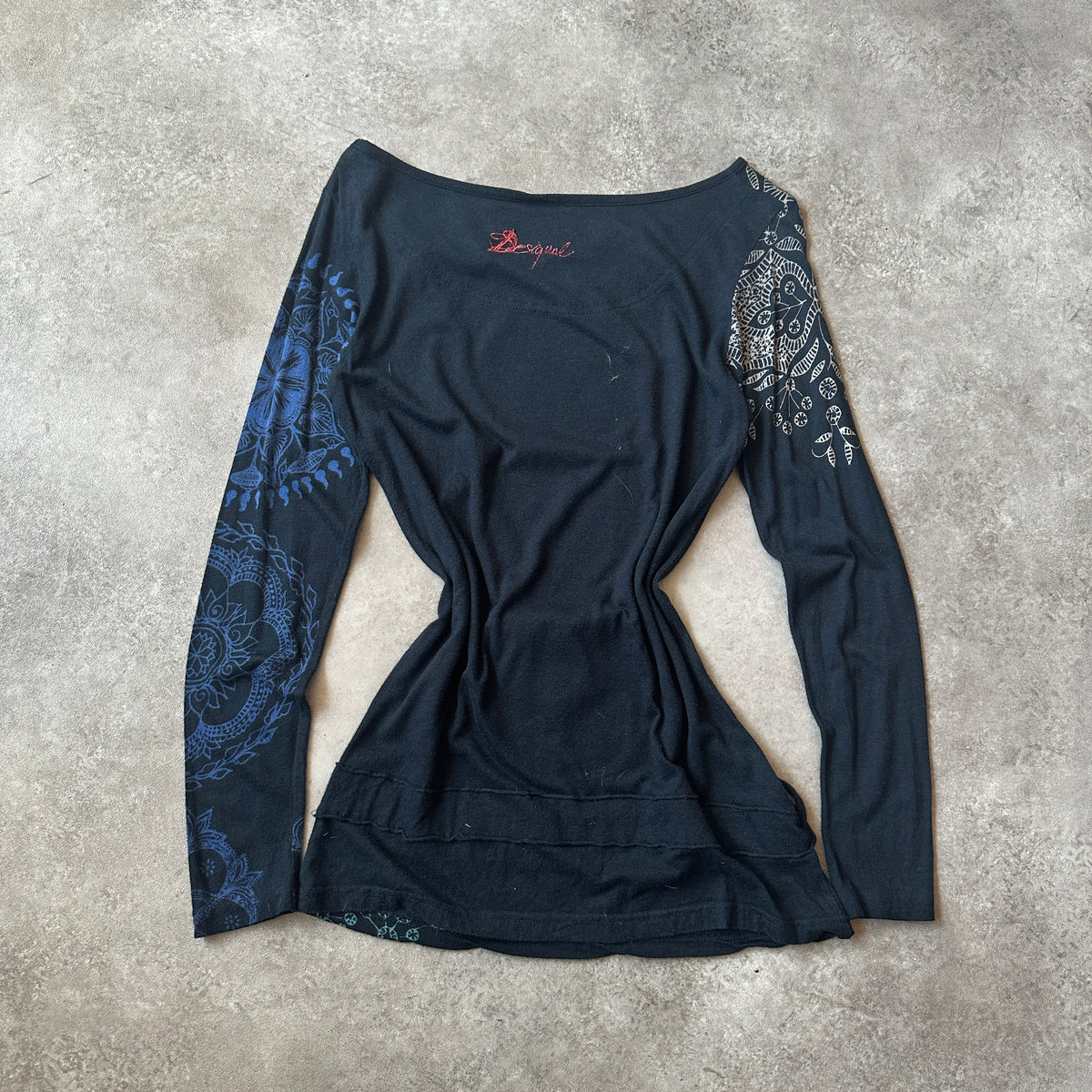 Desigual Black Mandala & Sequin Printed Long Sleeve S