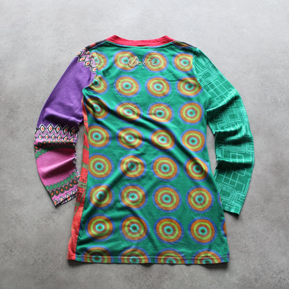Desigual Multicolor Abstract Long-Sleeve Top – V-Neck (Woman-S)