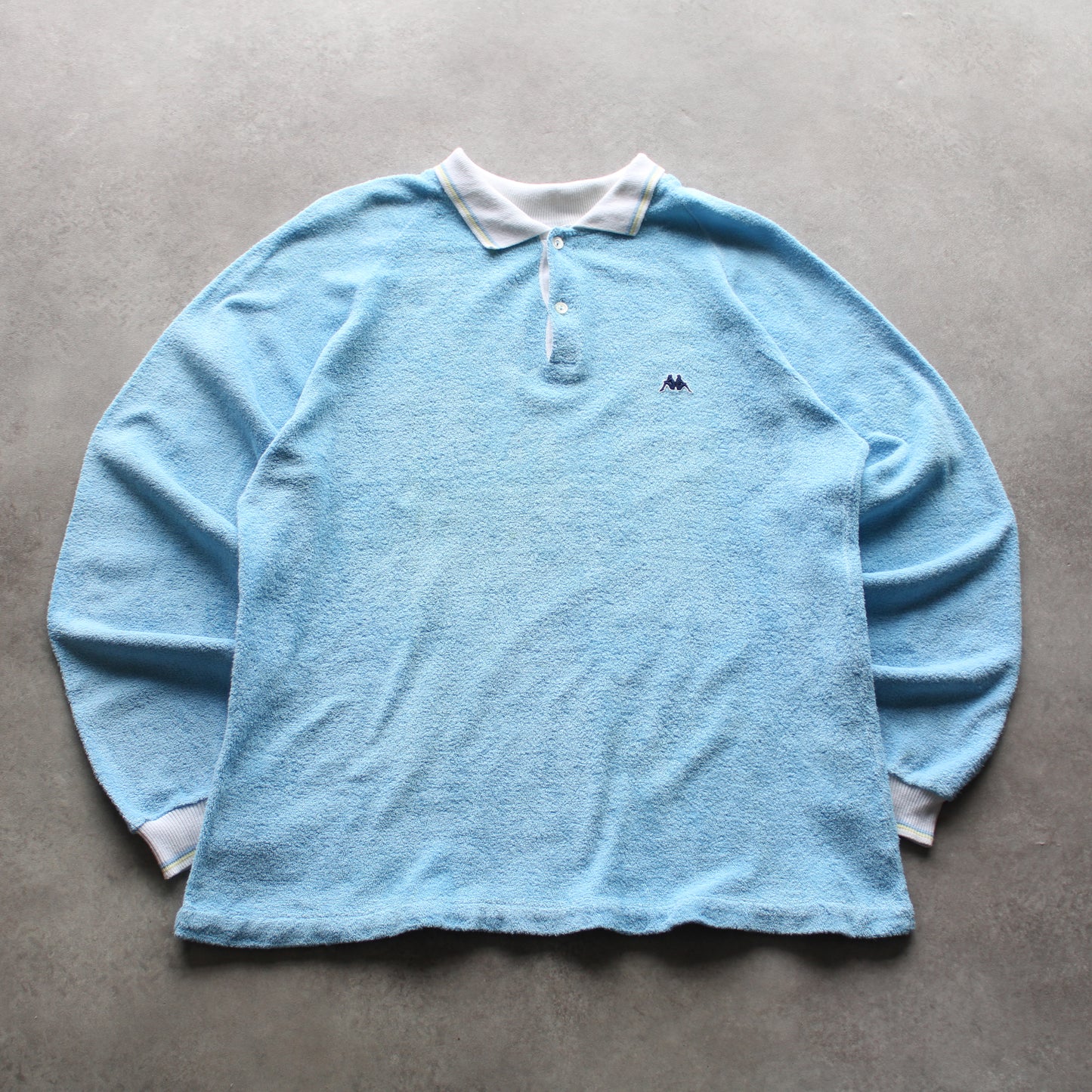 Robe di Kappa Light Blue Terry Polo Long-Sleeve – Retro Style (Man-M)