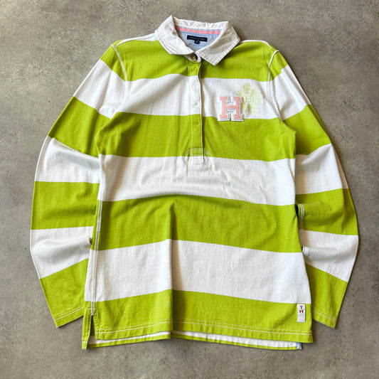 Tommy Hilfiger Green & White Striped Rugby Polo XL