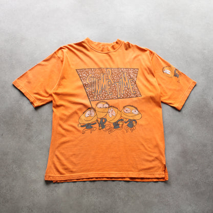 Vintage Cartoon Graphic T-Shirt – Orange, Summertime Print (Man-XL)