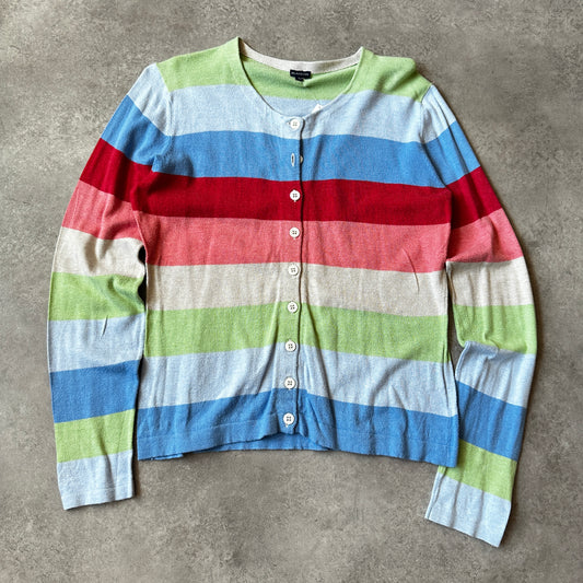 Blanche Multi-Color Striped Button Cardigan L