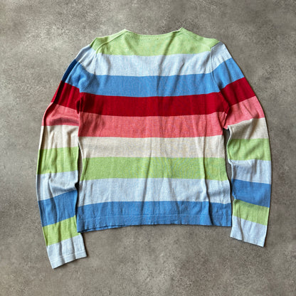 Blanche Multi-Color Striped Button Cardigan L