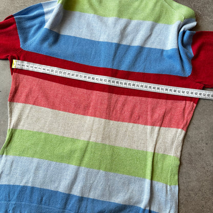 Blanche Multi-Color Striped Button Cardigan L
