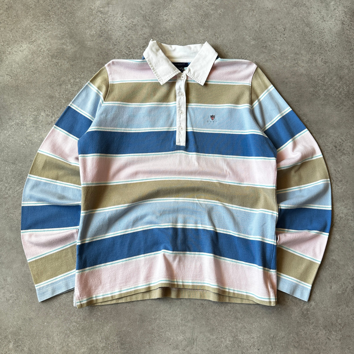Gant Pastels Striped Long Sleeve Polo Shirt XL