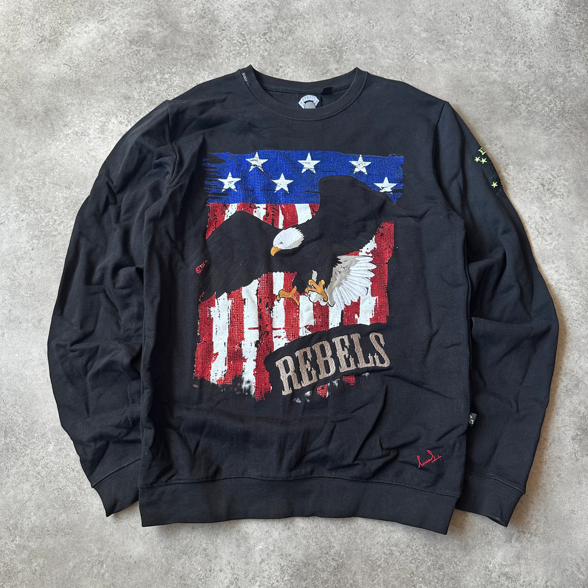 Rebels Eagle & US Flag Graphic Crewneck L