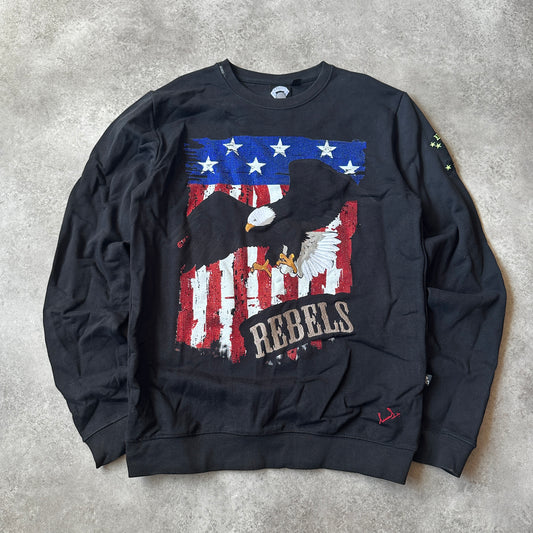 Rebels Eagle & US Flag Graphic Crewneck L