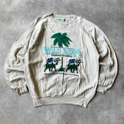 Henry Cotton's Wild India Elephants Graphic Crewneck L