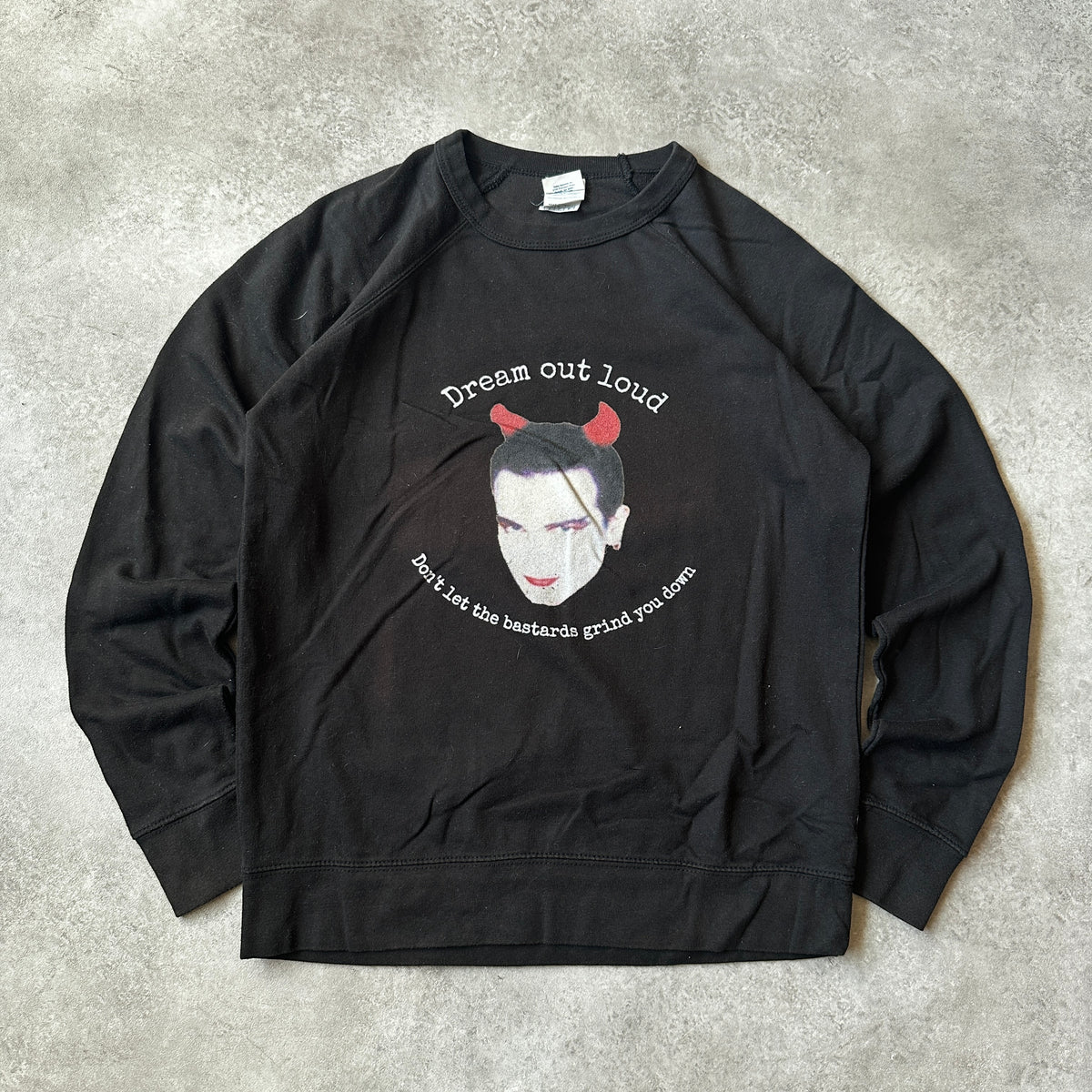 Delta Fleece Black Graphic Print Crewneck S