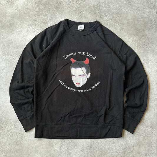 Delta Fleece Black Graphic Print Crewneck S