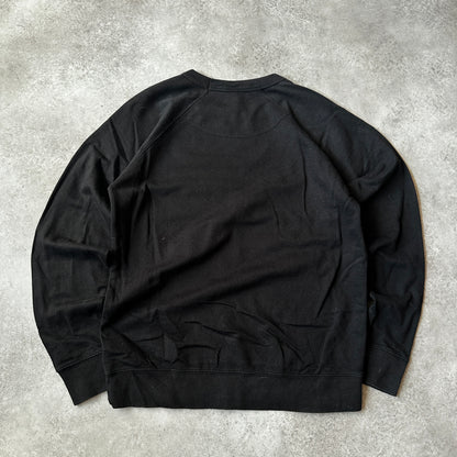 Delta Fleece Black Graphic Print Crewneck S