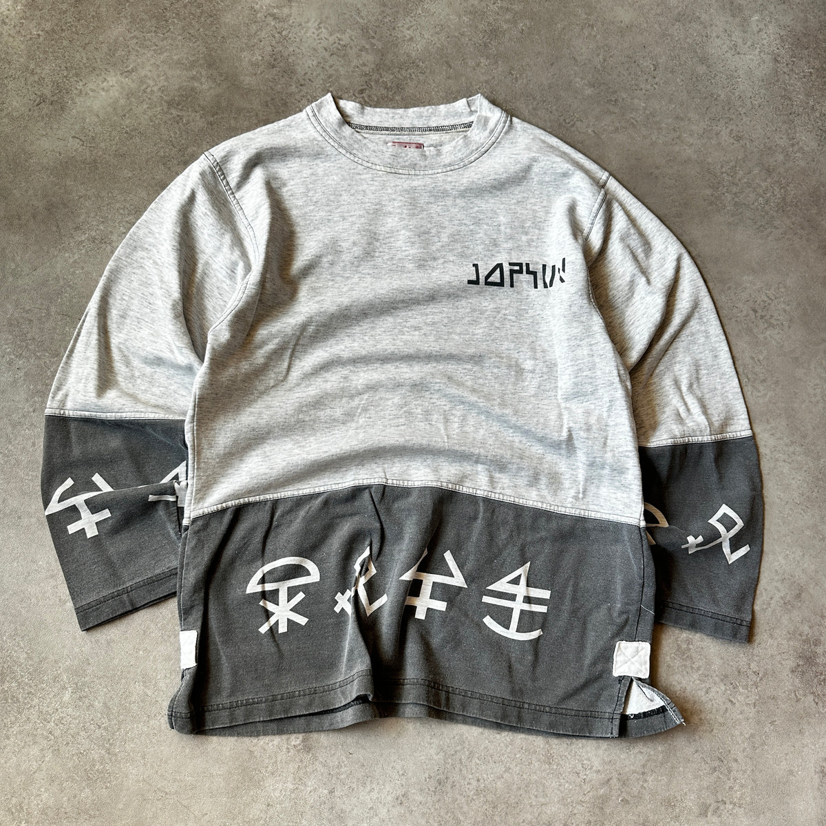 Foplin Grey & Charcoal Kanji Split Long Sleeve S
