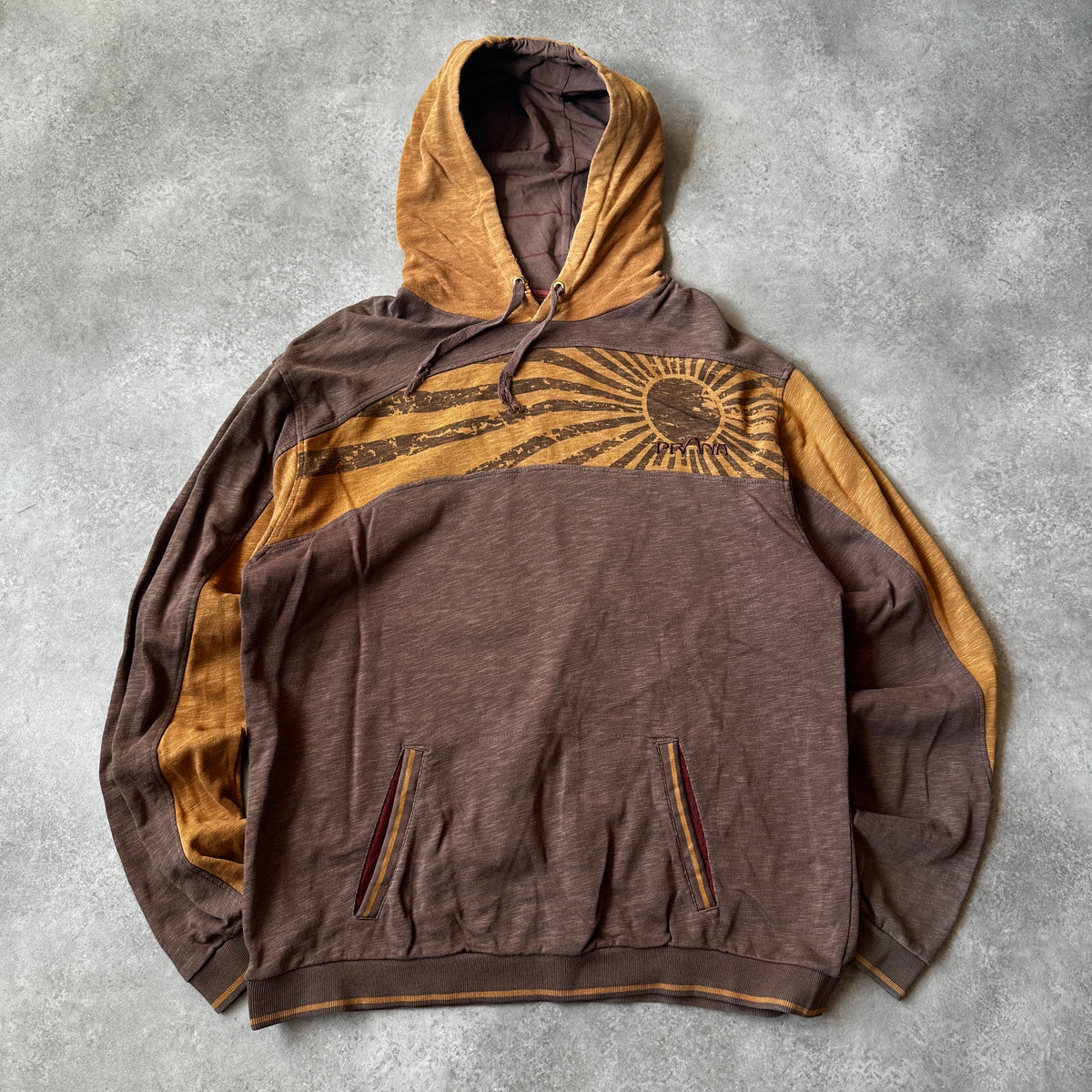 Prana Brown Sunburst Colorblock Hoodie XL