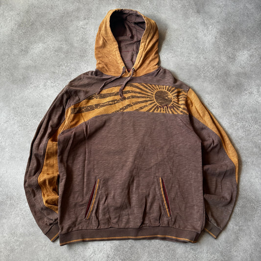Prana Brown Sunburst Colorblock Hoodie XL