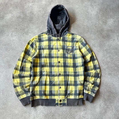 Billabong Yellow & Grey Plaid Hooded Jacket S