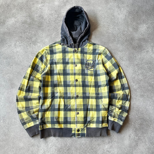 Billabong Yellow & Grey Plaid Hooded Jacket S