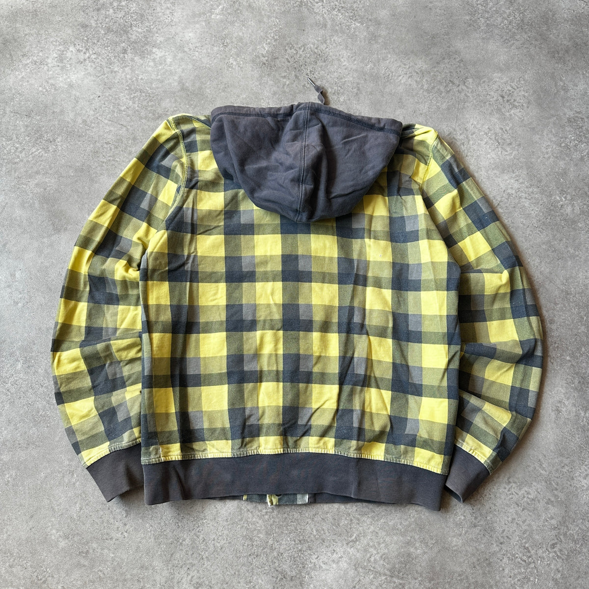 Billabong Yellow & Grey Plaid Hooded Jacket S