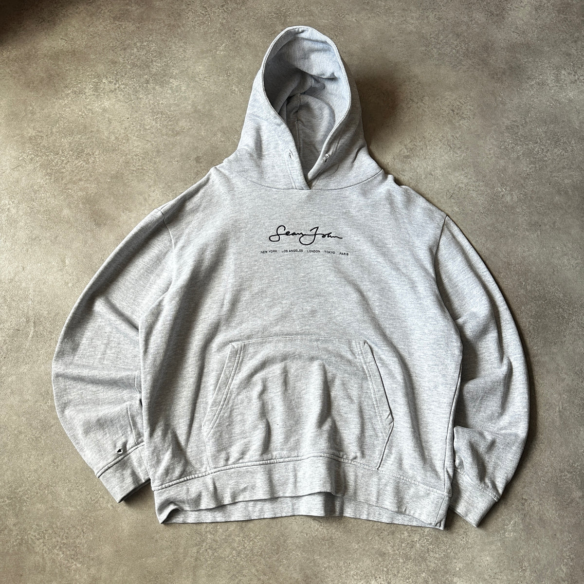 Sean John Grey Script Logo Hoodie L