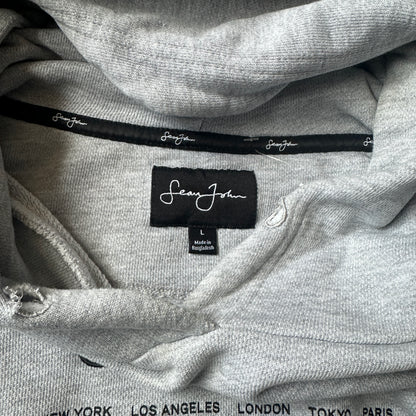Sean John Grey Script Logo Hoodie L