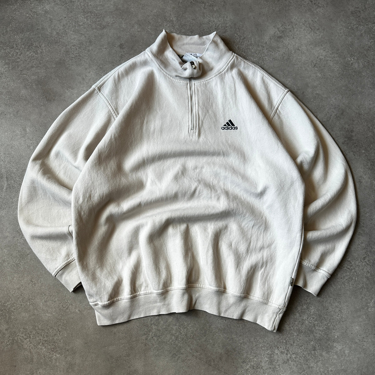 Adidas Cream 1/4 Zip Sweatshirt L