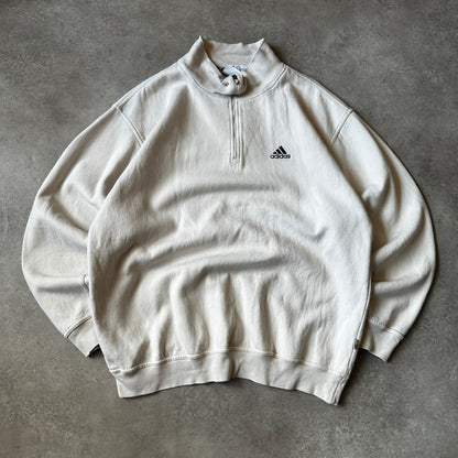 Adidas Cream 1/4 Zip Sweatshirt L