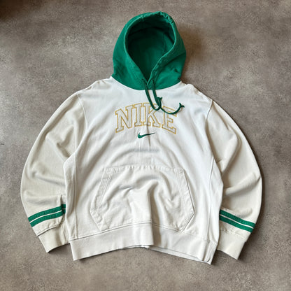 Nike Cream & Green Arch Logo Hoodie L