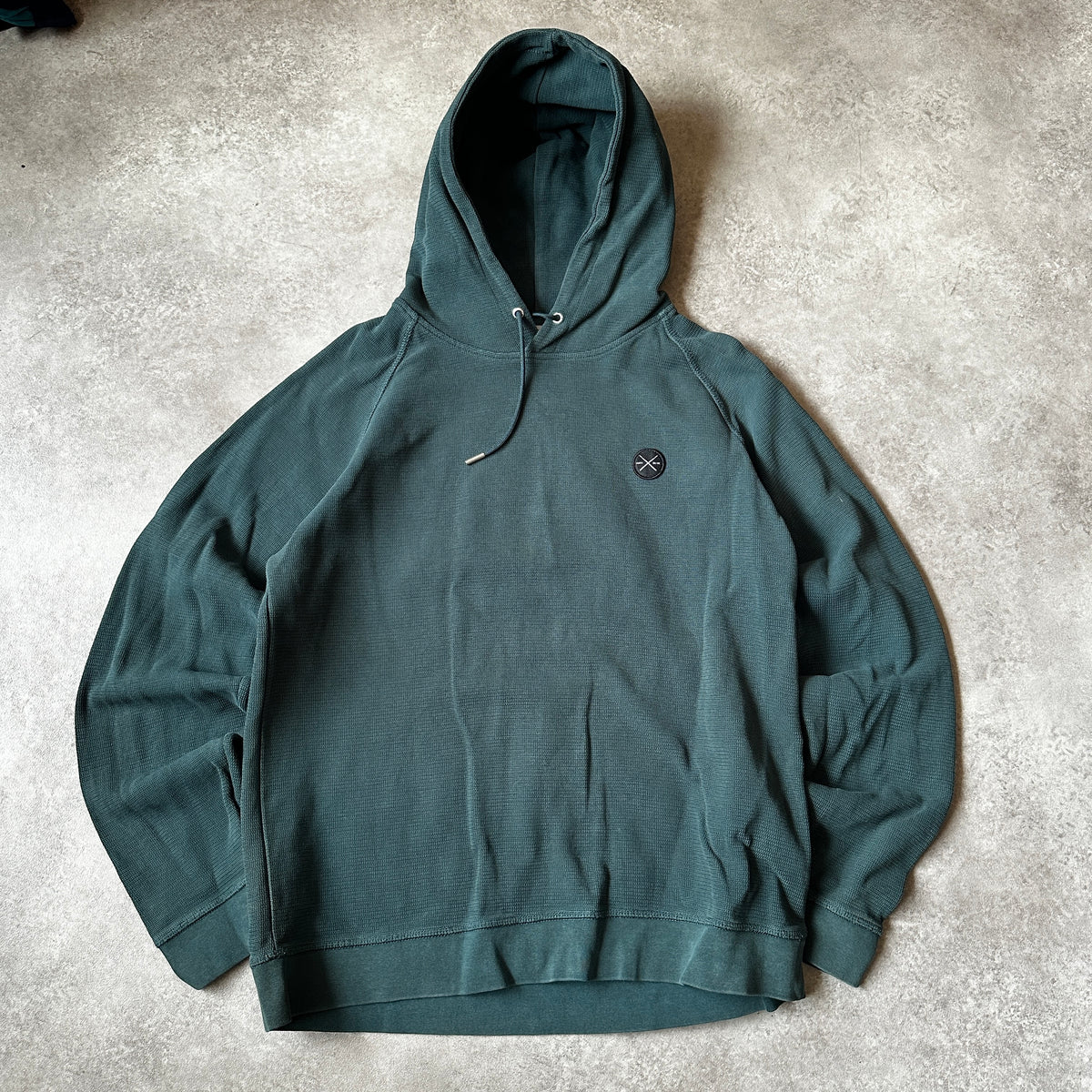 Anti Blue Dark Teal Waffle Knit Hoodie M
