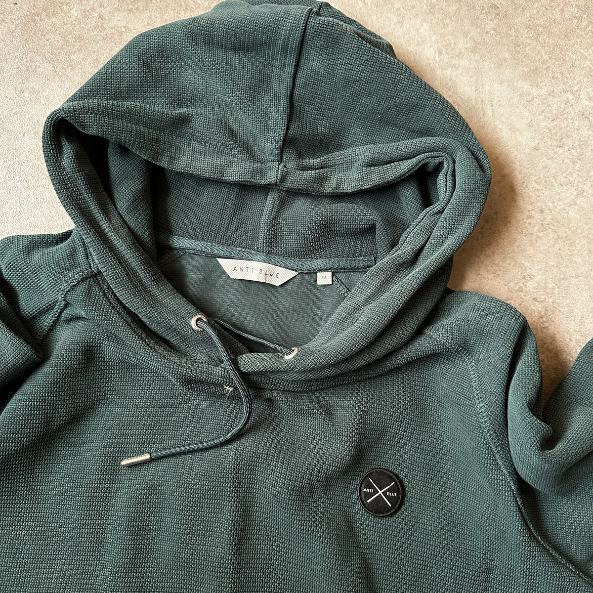 Anti Blue Dark Teal Waffle Knit Hoodie M