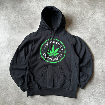 Printed Black Cannabis Graphic Hoodie S