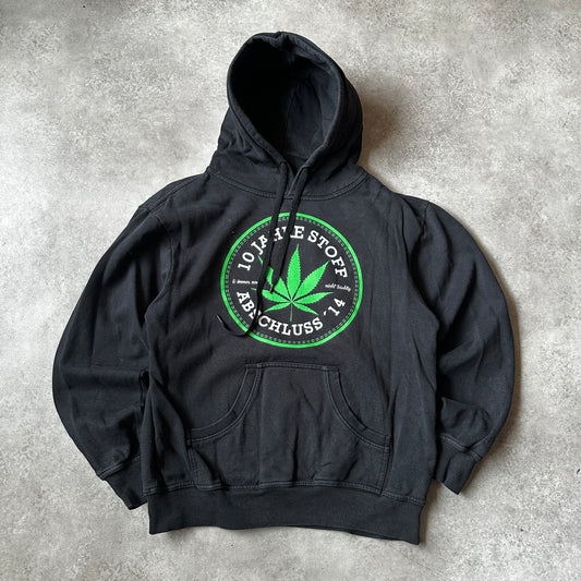Printed Black Cannabis Graphic Hoodie S