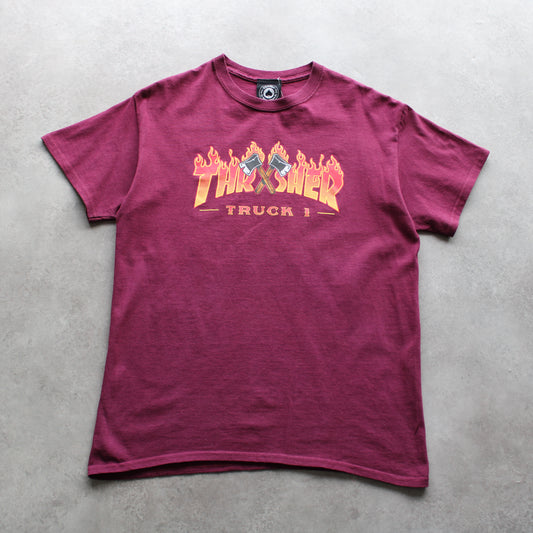 Thrasher Flame Logo Burgundy T-Shirt (Man-M)