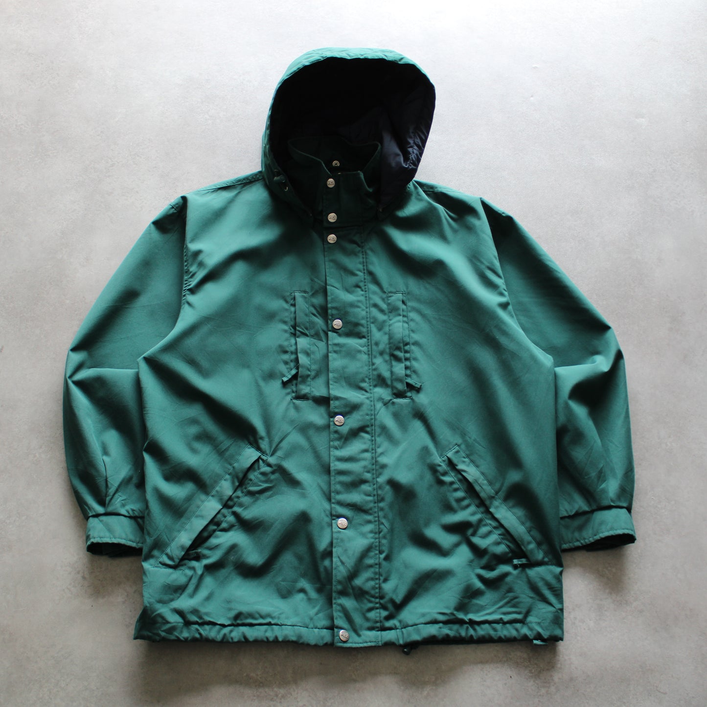 Fila Vintage Hooded Windbreaker – Forest Green Retro Style (Man-XXL)