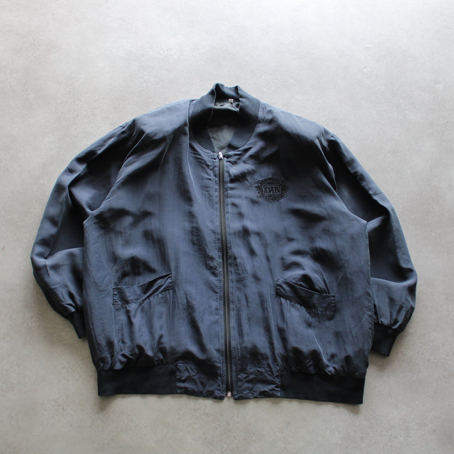 DAB Vintage Bomber Jacket – Black Retro Zip-Up (Man-XXL)