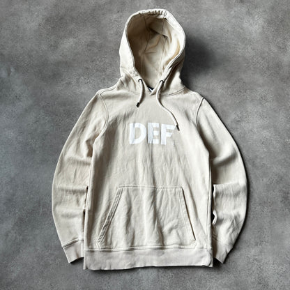 DEF Cream White Chest Logo Hoodie S