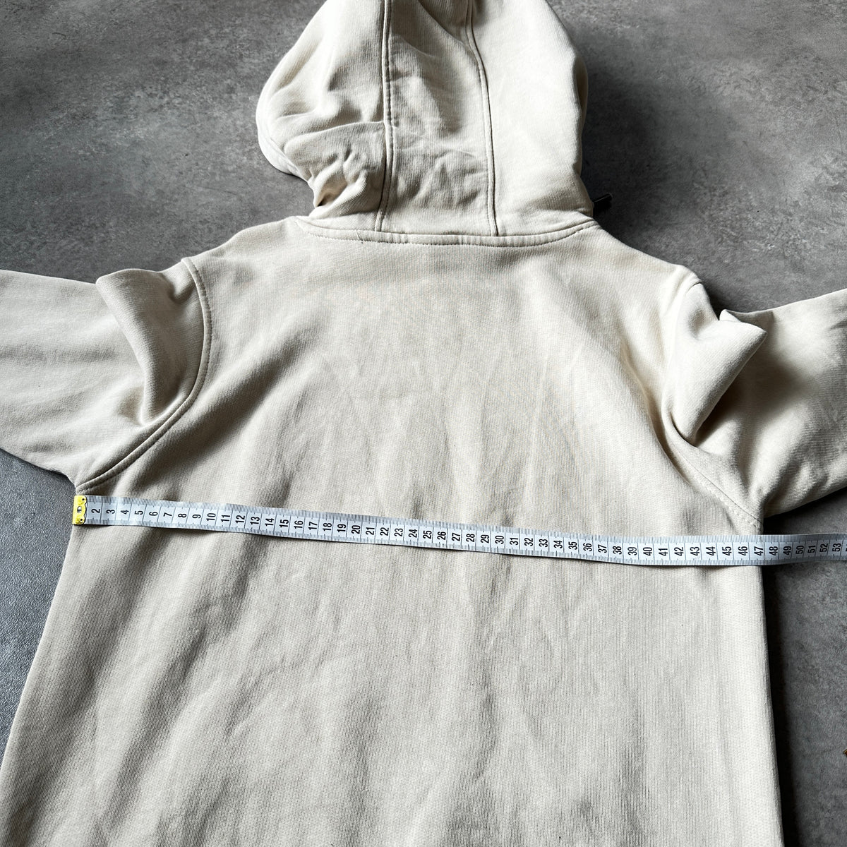 DEF Cream White Chest Logo Hoodie S