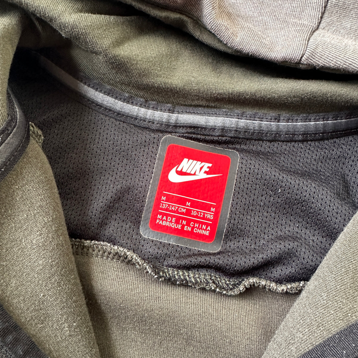 Nike Grey & Dark Green Tech Fleece Zip Hoodie M