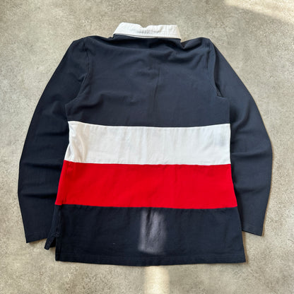 Tommy Hilfiger Navy, White & Red Colorblock Rugby Polo M