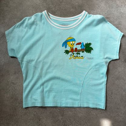 Crazy Puzzle Light Blue Tweety & Toucan Bahia Crop Top M