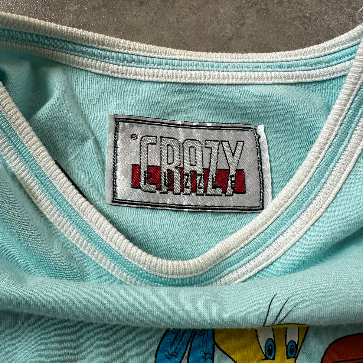 Crazy Puzzle Light Blue Tweety & Toucan Bahia Crop Top M
