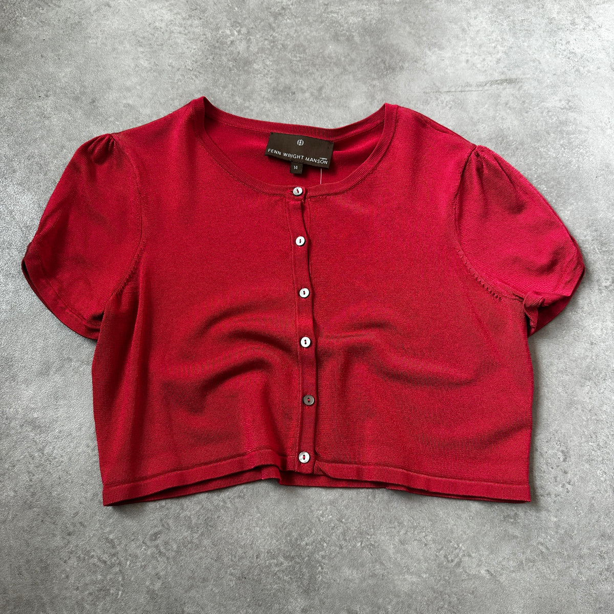 Fenn Wright Manson Red Short Sleeve Knit Cardigan L