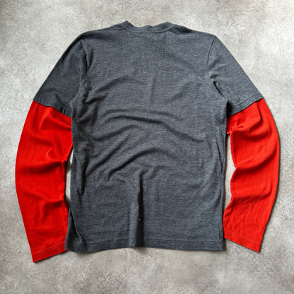 Harley-Davidson Grey & Red Double Layer Long Sleeve Shirt M