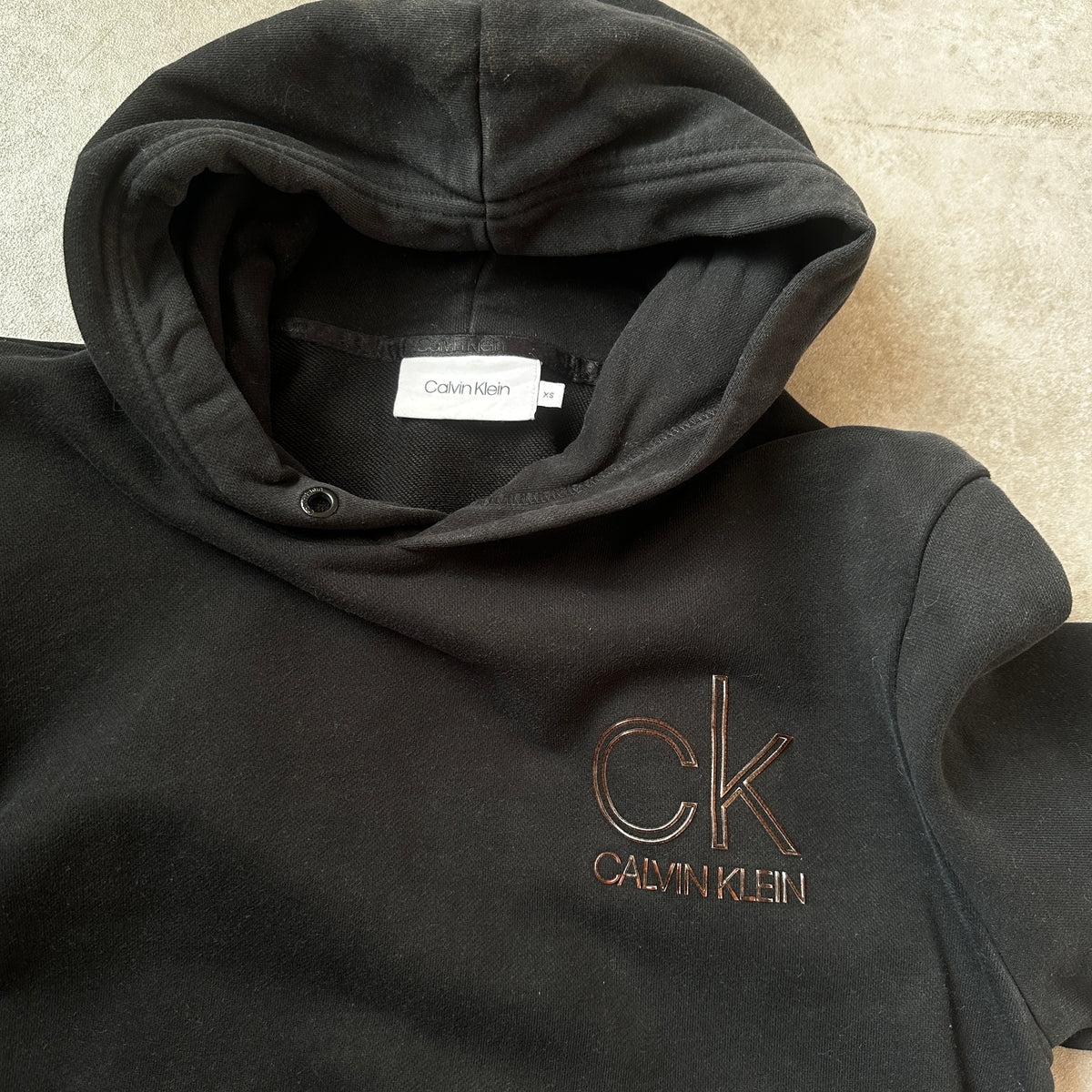 Calvin Klein Black Embroidered Chest Logo Hoodie XS