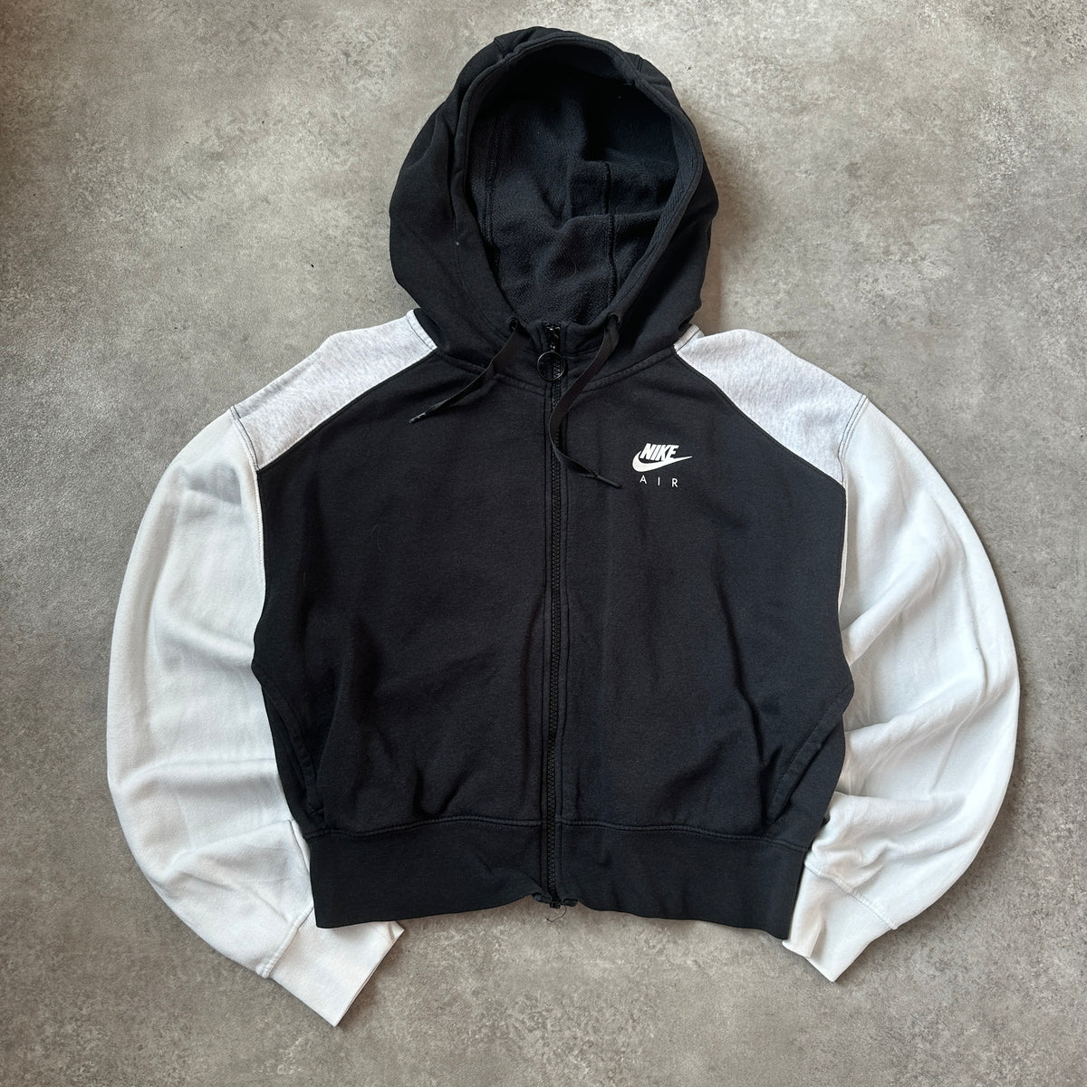 Nike Black & White Crop Full-Zip Hoodie S
