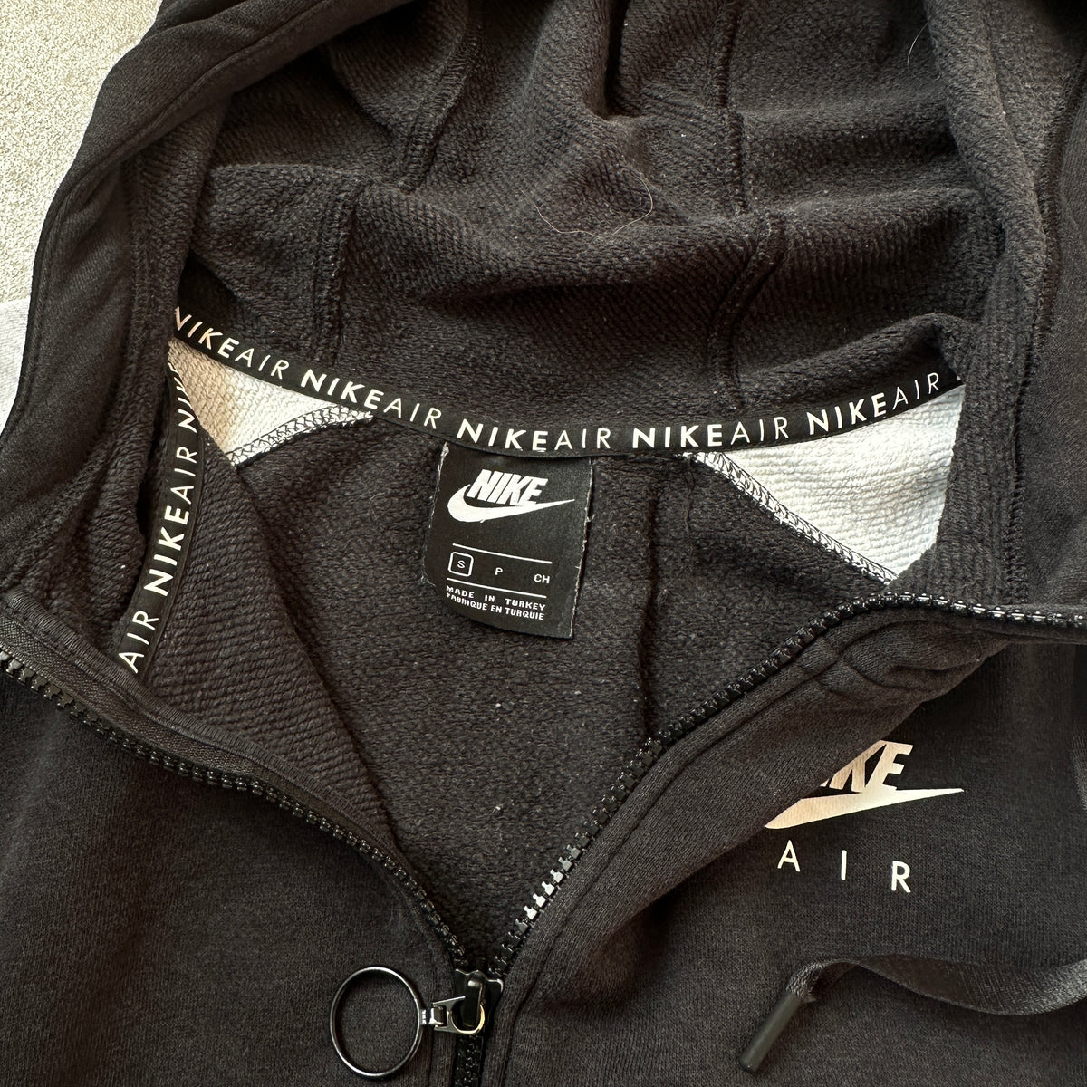 Nike Black & White Crop Full-Zip Hoodie S