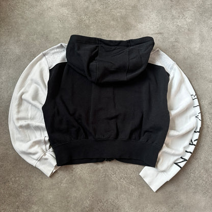 Nike Black & White Crop Full-Zip Hoodie S