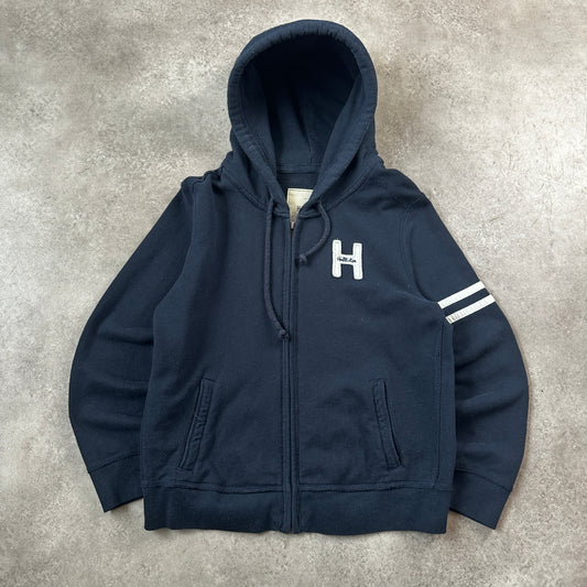 Hollister Navy 'H' Patch Full-Zip Hoodie L