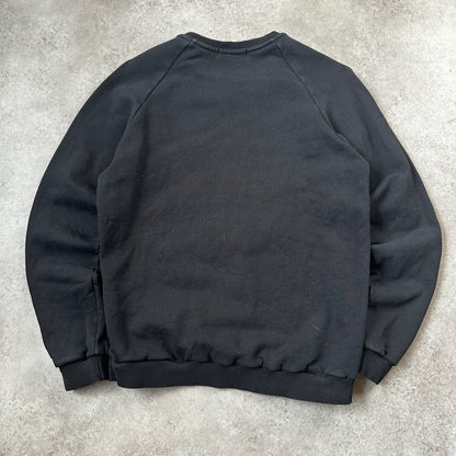Follow Us Black Lips & Star Patch Fleece Crewneck M