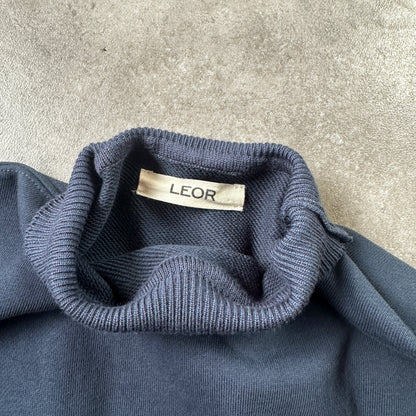 Leor Dark Slate Blue High-Neck Cropped Sweatshirt S