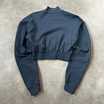 Leor Dark Slate Blue High-Neck Cropped Sweatshirt S