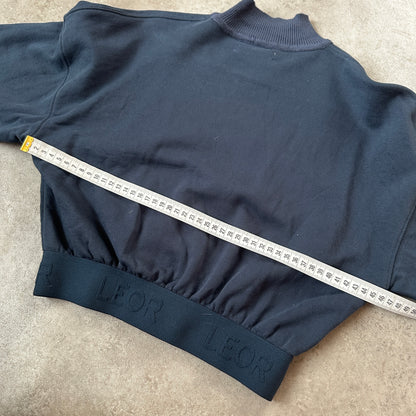 Leor Dark Slate Blue High-Neck Cropped Sweatshirt S